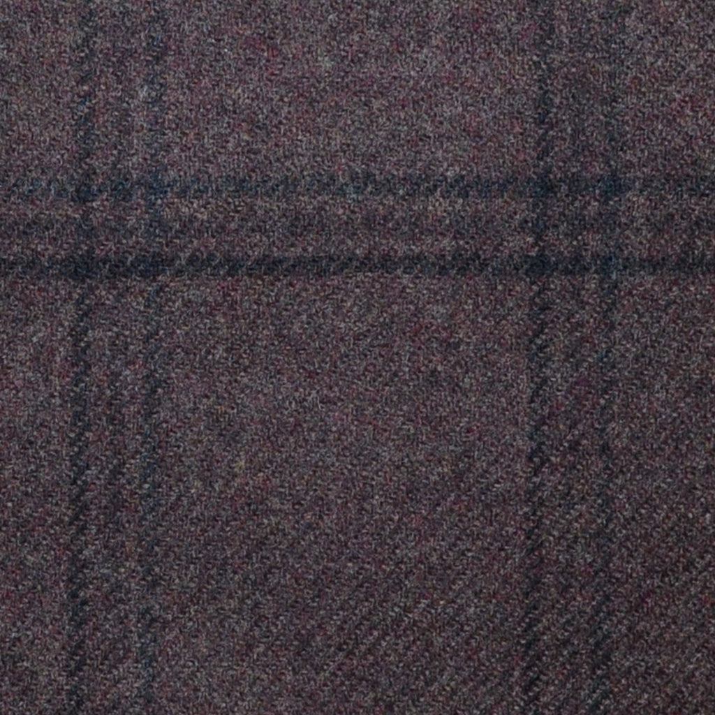 Medium Brown with Grey and Dark Brown Check Lambswool & Cashmere Jacketing