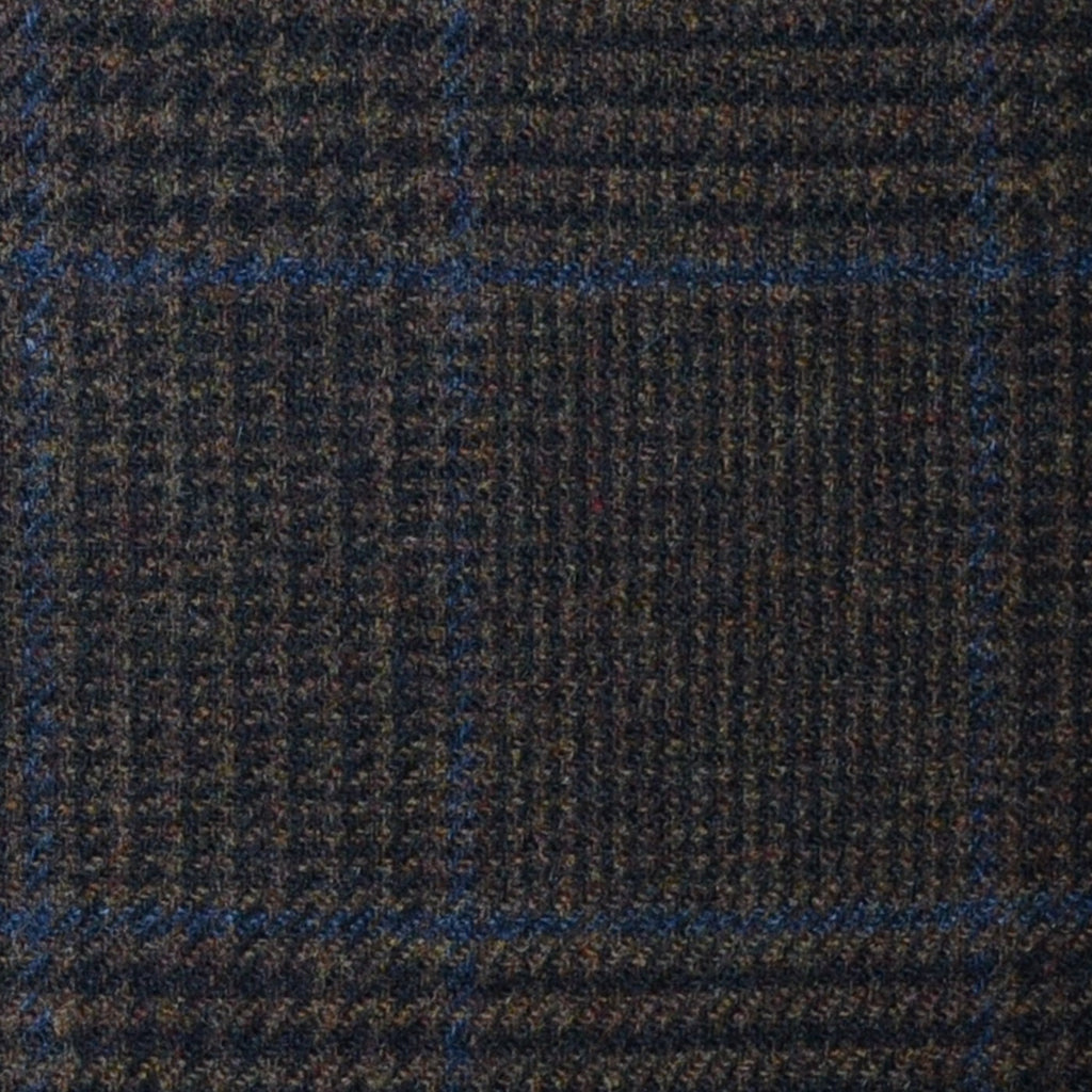Dark Brown Prince of Wales with Blue Check Lambswool & Cashmere Jacketing