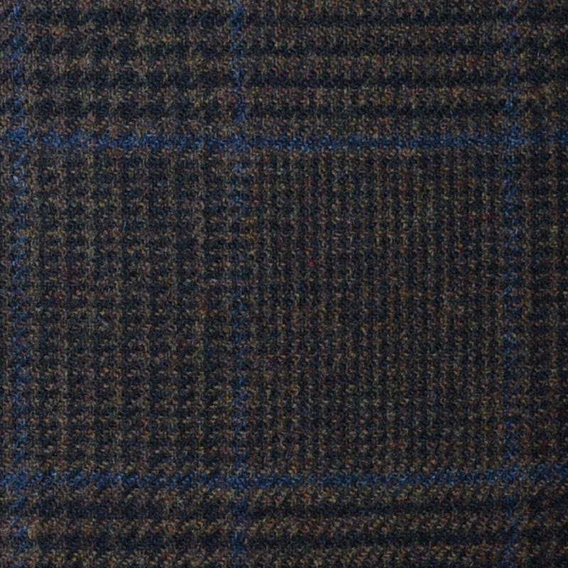 Dark Brown Prince of Wales with Blue Check Lambswool & Cashmere Jacketing