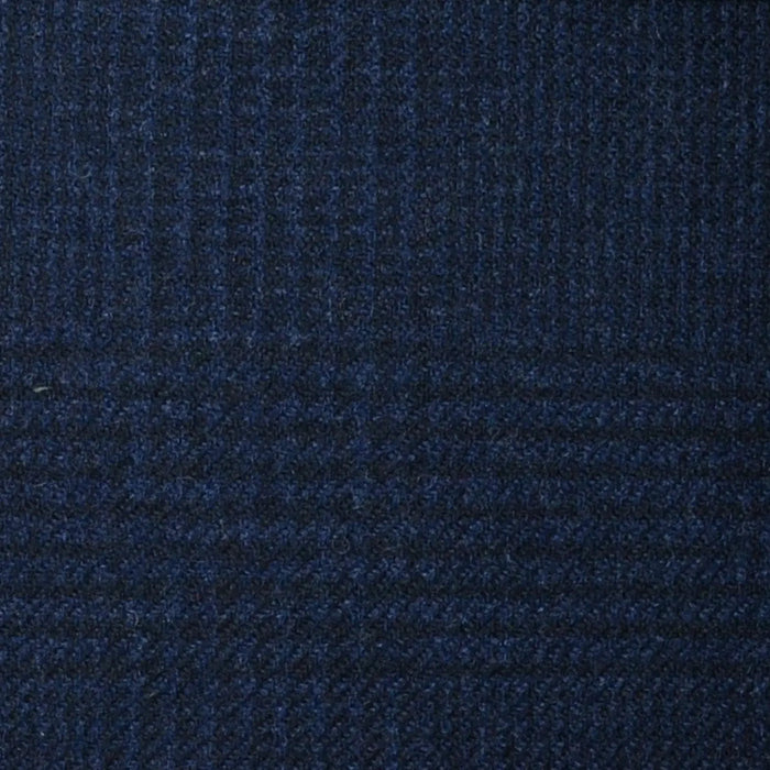 Navy Blue Prince of Wales Check Lambswool & Cashmere Jacketing