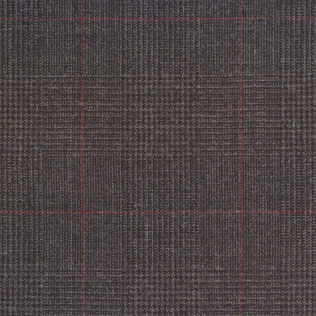 Dark Grey with Red Prince of Wales Check Super 120's Suiting