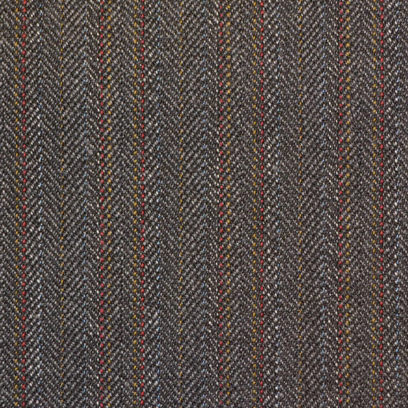 Grey with Brown & Red Herringbone Stripe Twist Suiting