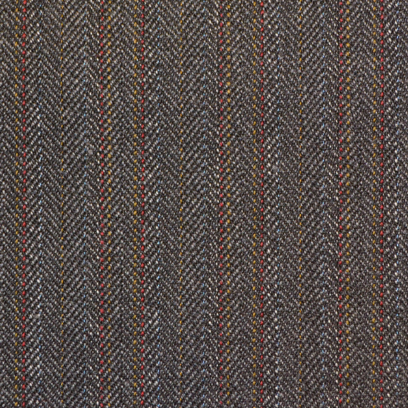 Grey with Brown & Red Herringbone Stripe Twist Suiting