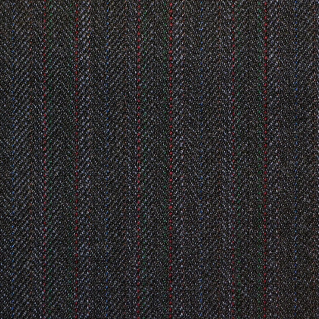 Grey/Blue with Red Herringbone Stripe Twist Suiting