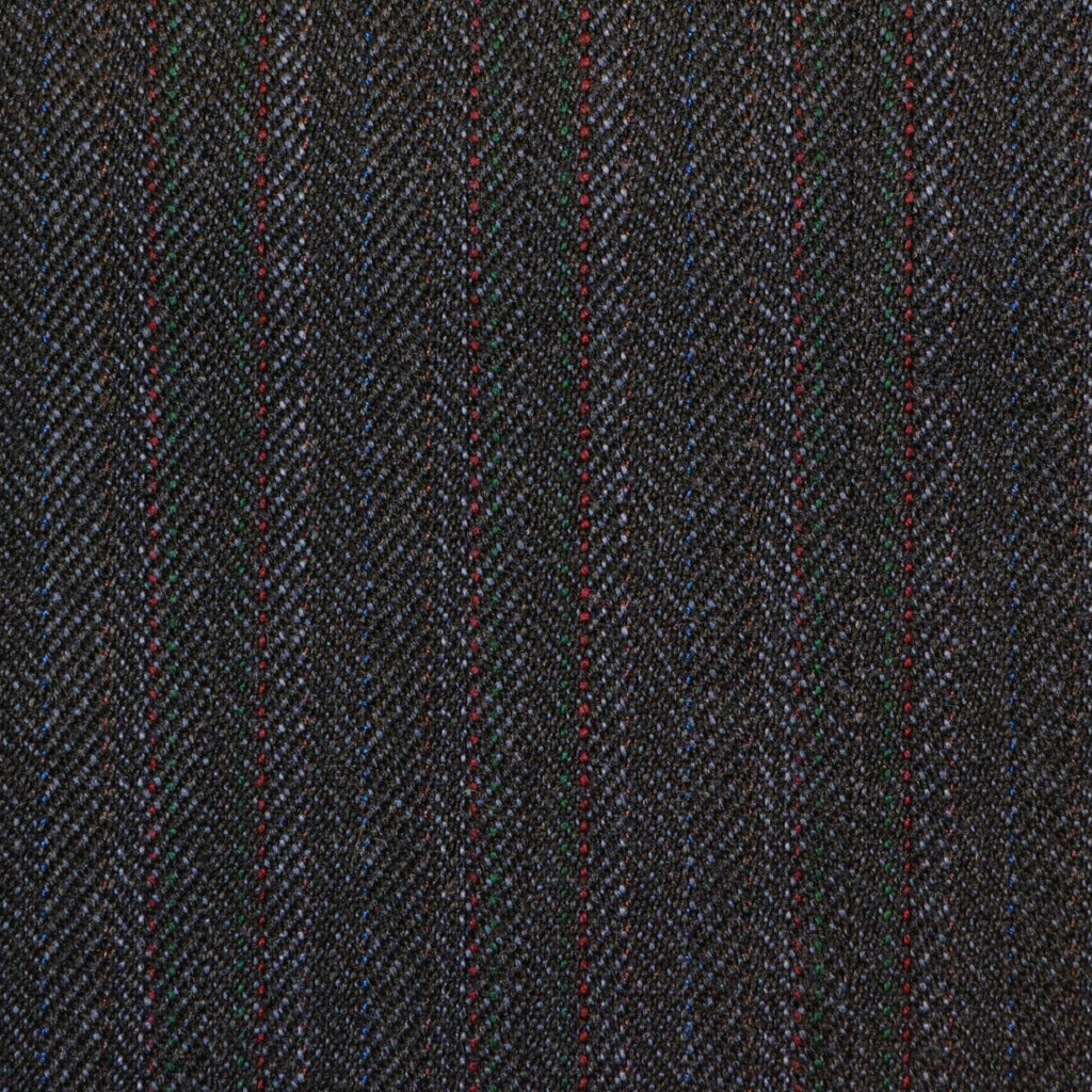 Grey/Blue with Red Herringbone Stripe Twist Suiting