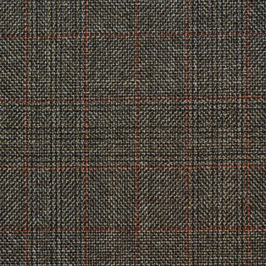 Brown with Red Glen Check Twist Suiting