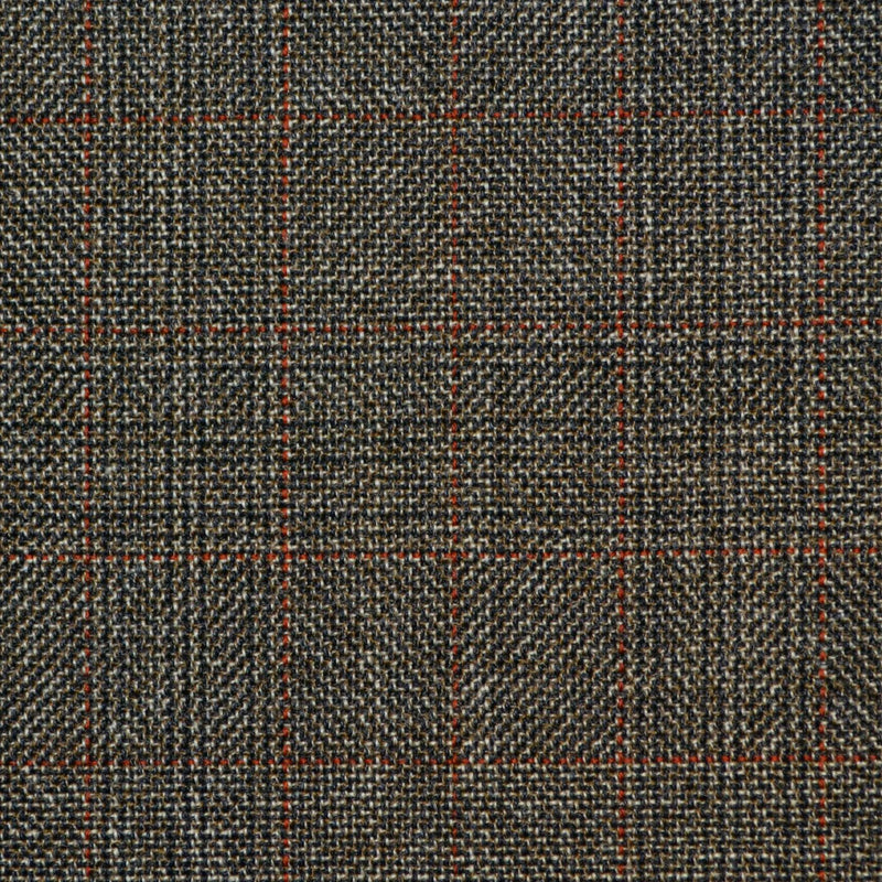Brown with Red Glen Check Twist Suiting