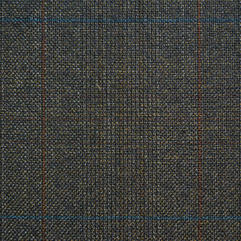 Brown with Red & Blue Glen Check Twist Suiting