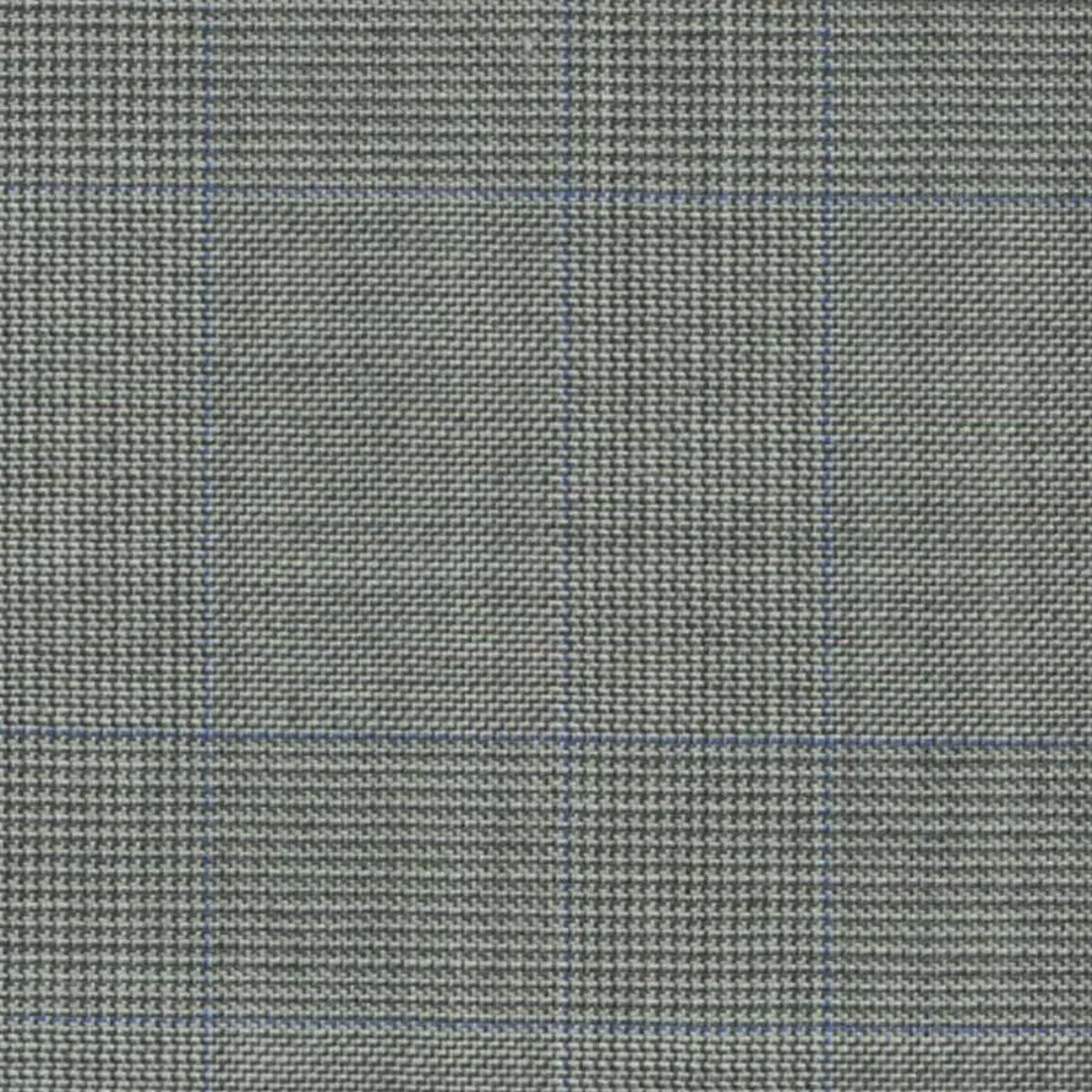Light Grey with Blue Split Glen Check Super 140's All Wool Suiting By Holland & Sherry