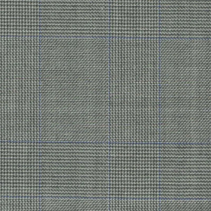 Light Grey with Blue Split Glen Check Super 140's All Wool Suiting By Holland & Sherry