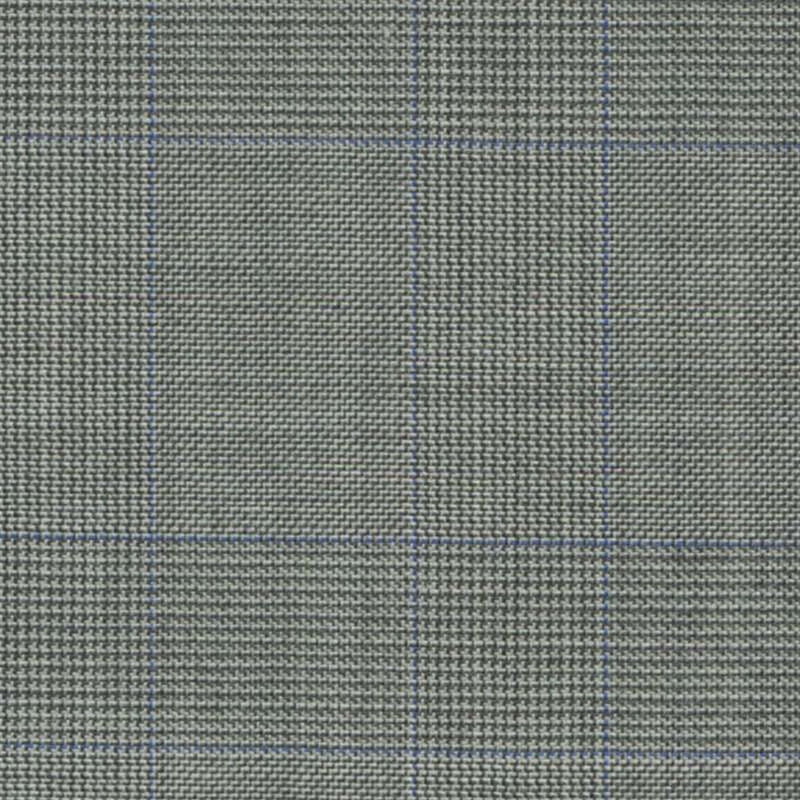 Light Grey with Blue Split Glen Check Super 140's All Wool Suiting By Holland & Sherry