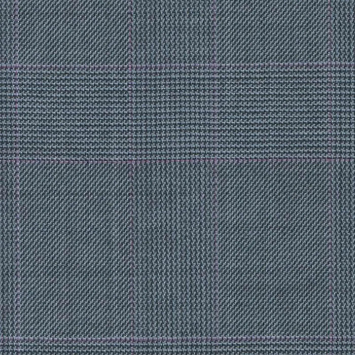 Light Blue with Magenta Split Glen Check Super 140's All Wool Suiting By Holland & Sherry