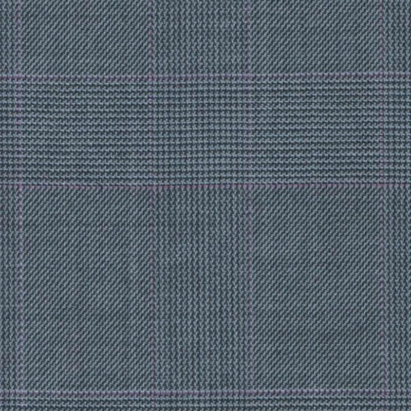 Light Blue with Magenta Split Glen Check Super 140's All Wool Suiting By Holland & Sherry