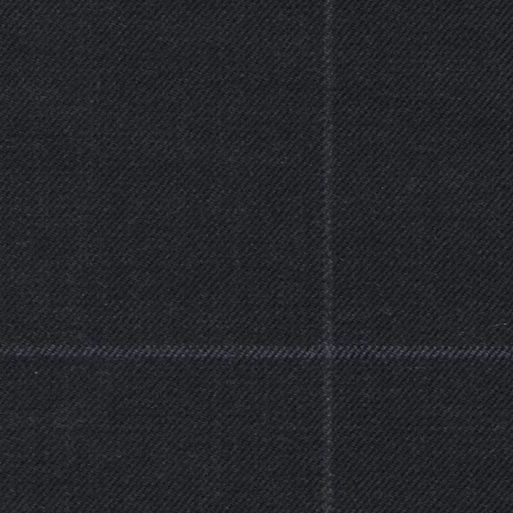 Navy Blue Soft Chalk Window Pane Check Super 140's All Wool Suiting By Holland & Sherry