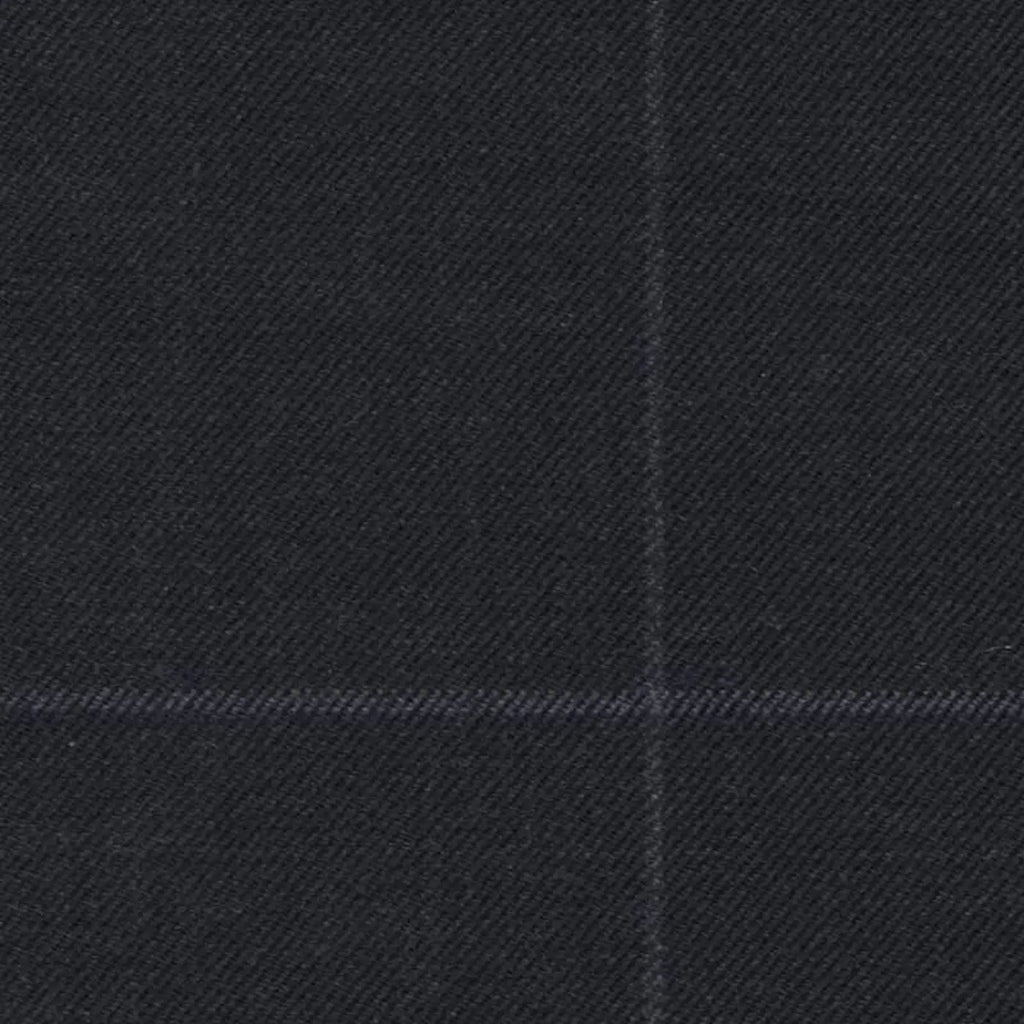 Navy Blue Soft Chalk Window Pane Check Super 140's All Wool Suiting By Holland & Sherry