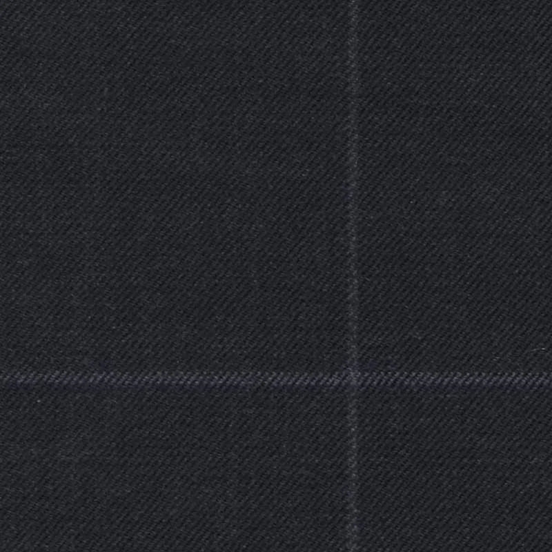 Navy Blue Soft Chalk Window Pane Check Super 140's All Wool Suiting By Holland & Sherry