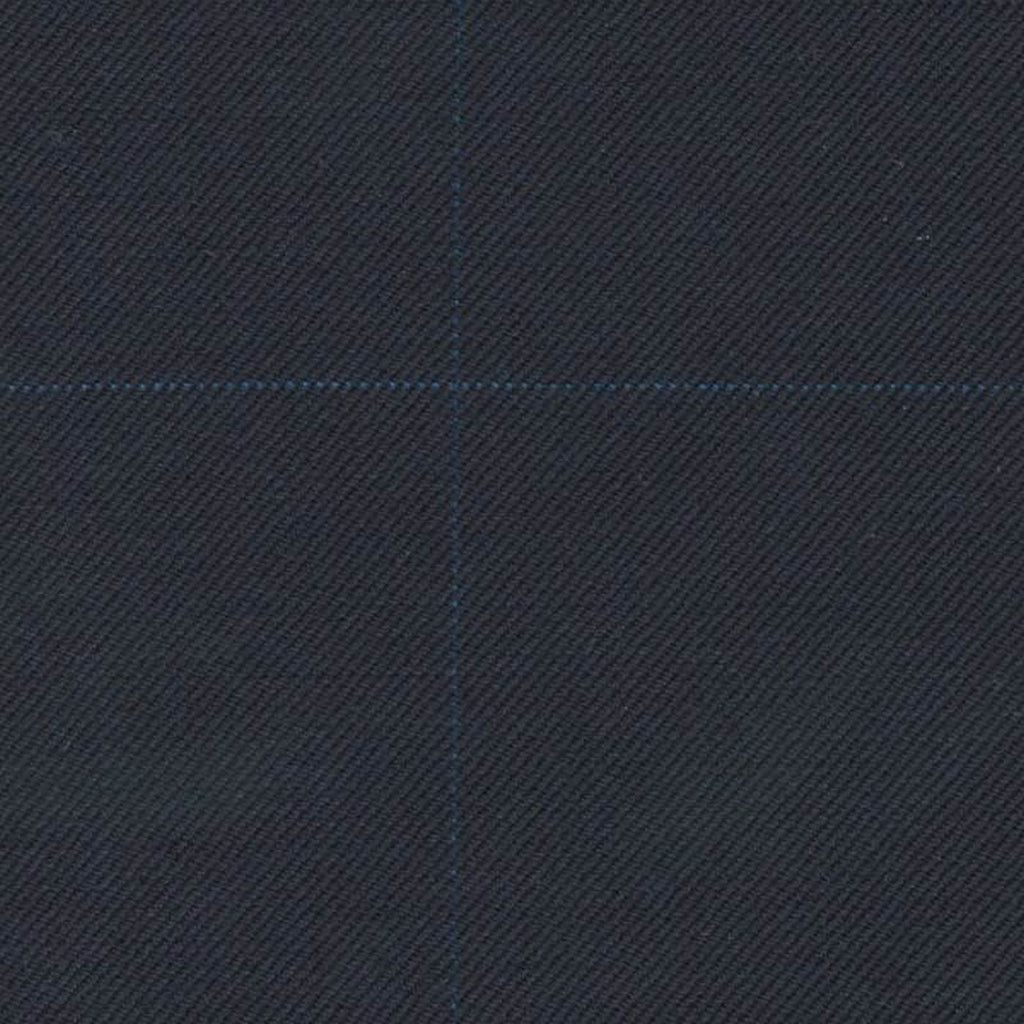Navy Blue with Royal Blue Pin Dot Window Pane Check Super 140's All Wool Suiting By Holland & Sherry