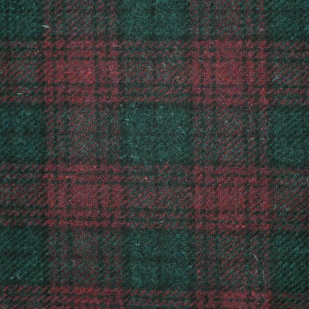 Moss Green and Red Check Harris Tweed - Sold Per Metre