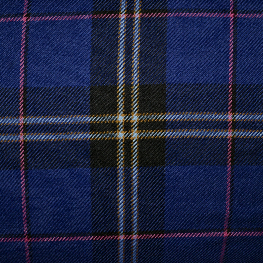 Blue with Dark Navy, White and Red Plaid Dress Lightweight All Wool Tartan - 60cms