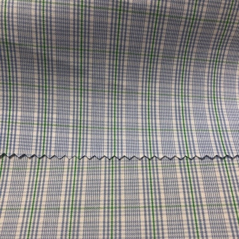 White with Blue & Green Graph Check Cotton Shirting
